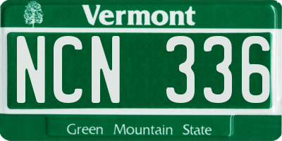 VT license plate NCN336