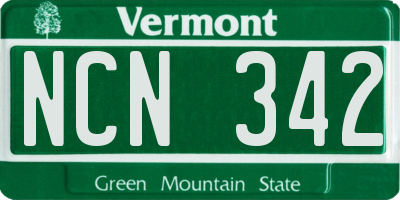 VT license plate NCN342