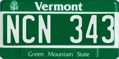 VT license plate NCN343