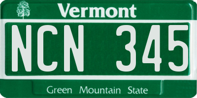 VT license plate NCN345
