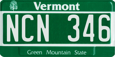 VT license plate NCN346