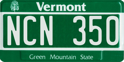 VT license plate NCN350