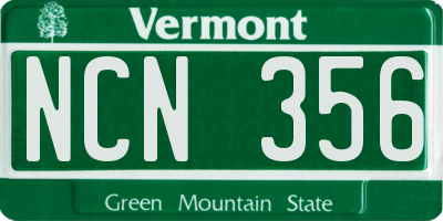 VT license plate NCN356