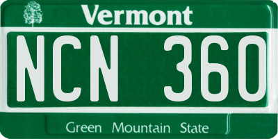 VT license plate NCN360