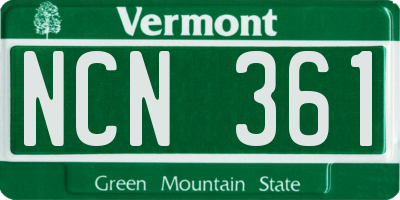 VT license plate NCN361