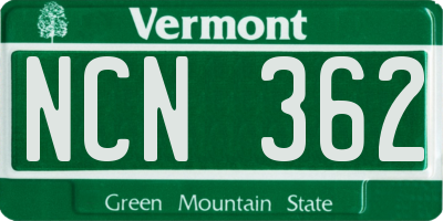 VT license plate NCN362