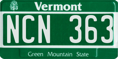 VT license plate NCN363