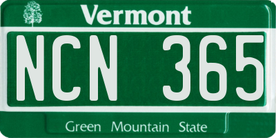 VT license plate NCN365