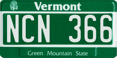 VT license plate NCN366