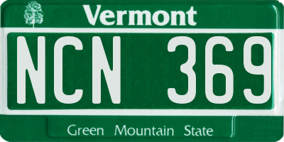 VT license plate NCN369