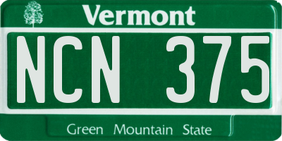 VT license plate NCN375