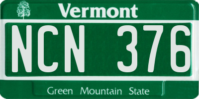 VT license plate NCN376