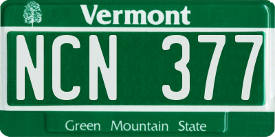 VT license plate NCN377