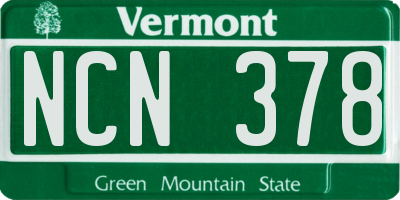 VT license plate NCN378