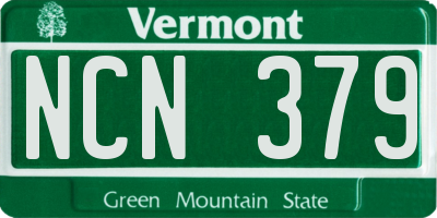 VT license plate NCN379
