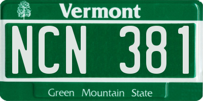 VT license plate NCN381