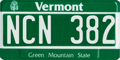 VT license plate NCN382