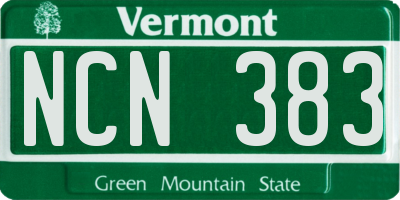 VT license plate NCN383
