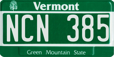 VT license plate NCN385