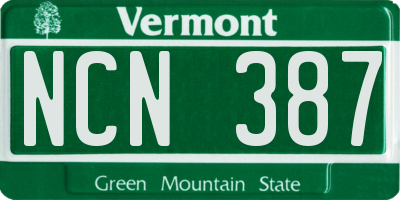 VT license plate NCN387