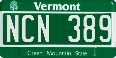 VT license plate NCN389