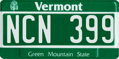 VT license plate NCN399