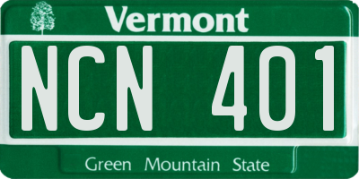 VT license plate NCN401