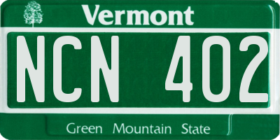 VT license plate NCN402