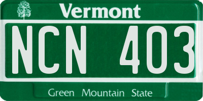 VT license plate NCN403