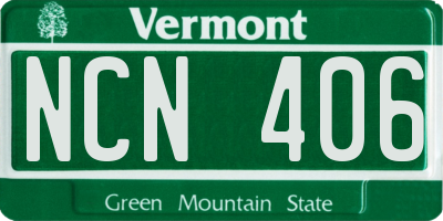 VT license plate NCN406
