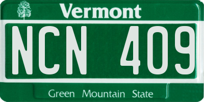 VT license plate NCN409