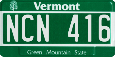 VT license plate NCN416