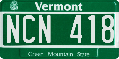 VT license plate NCN418