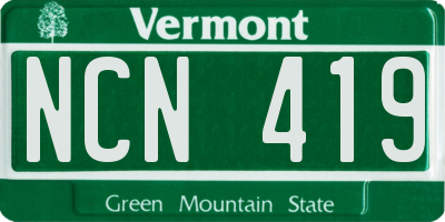 VT license plate NCN419