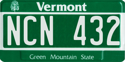 VT license plate NCN432