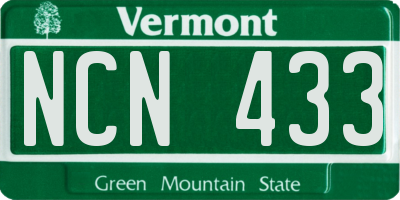 VT license plate NCN433