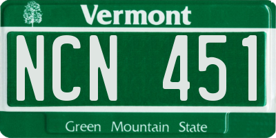 VT license plate NCN451