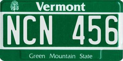 VT license plate NCN456