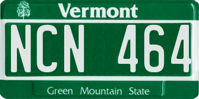 VT license plate NCN464