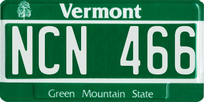 VT license plate NCN466