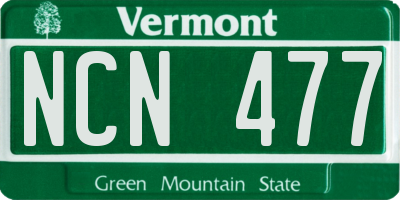 VT license plate NCN477