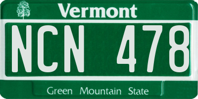 VT license plate NCN478