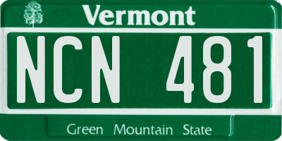 VT license plate NCN481