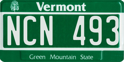VT license plate NCN493