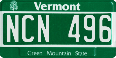 VT license plate NCN496