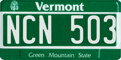 VT license plate NCN503