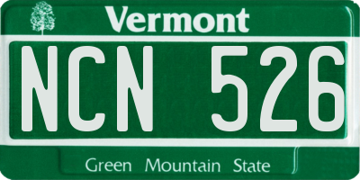 VT license plate NCN526