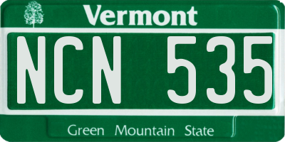 VT license plate NCN535