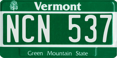 VT license plate NCN537