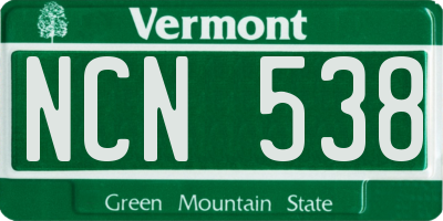 VT license plate NCN538